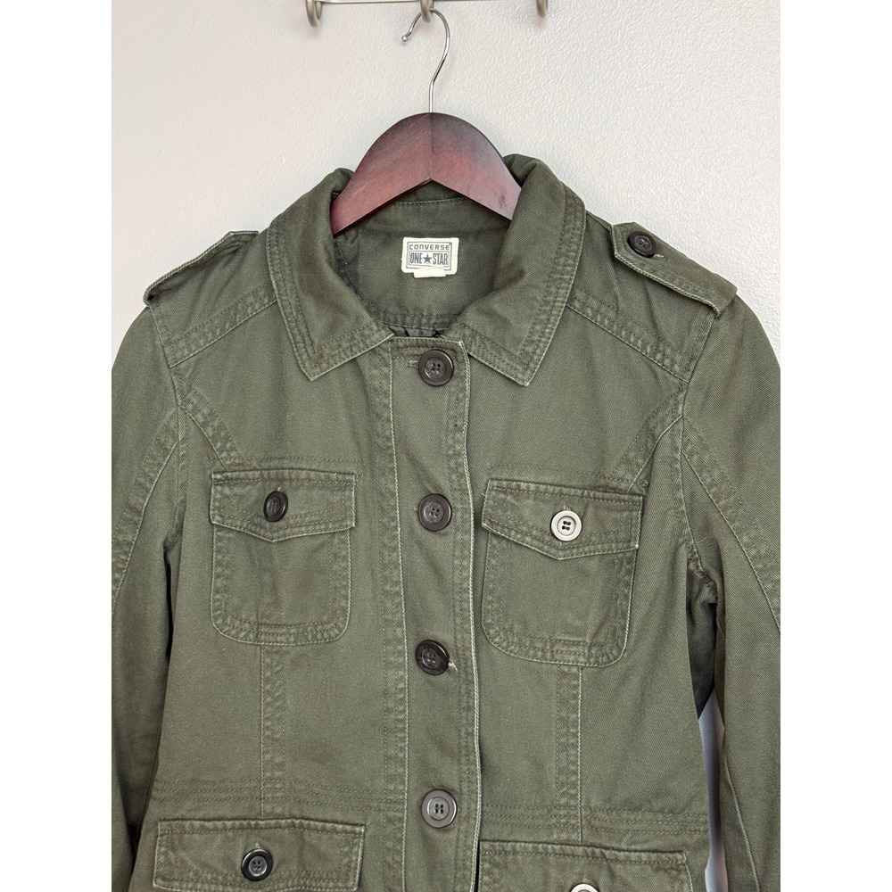 Converse One Star‎ Women Olive Green Military Utility Field Jacket Size M R29 - Picture 3 of 11